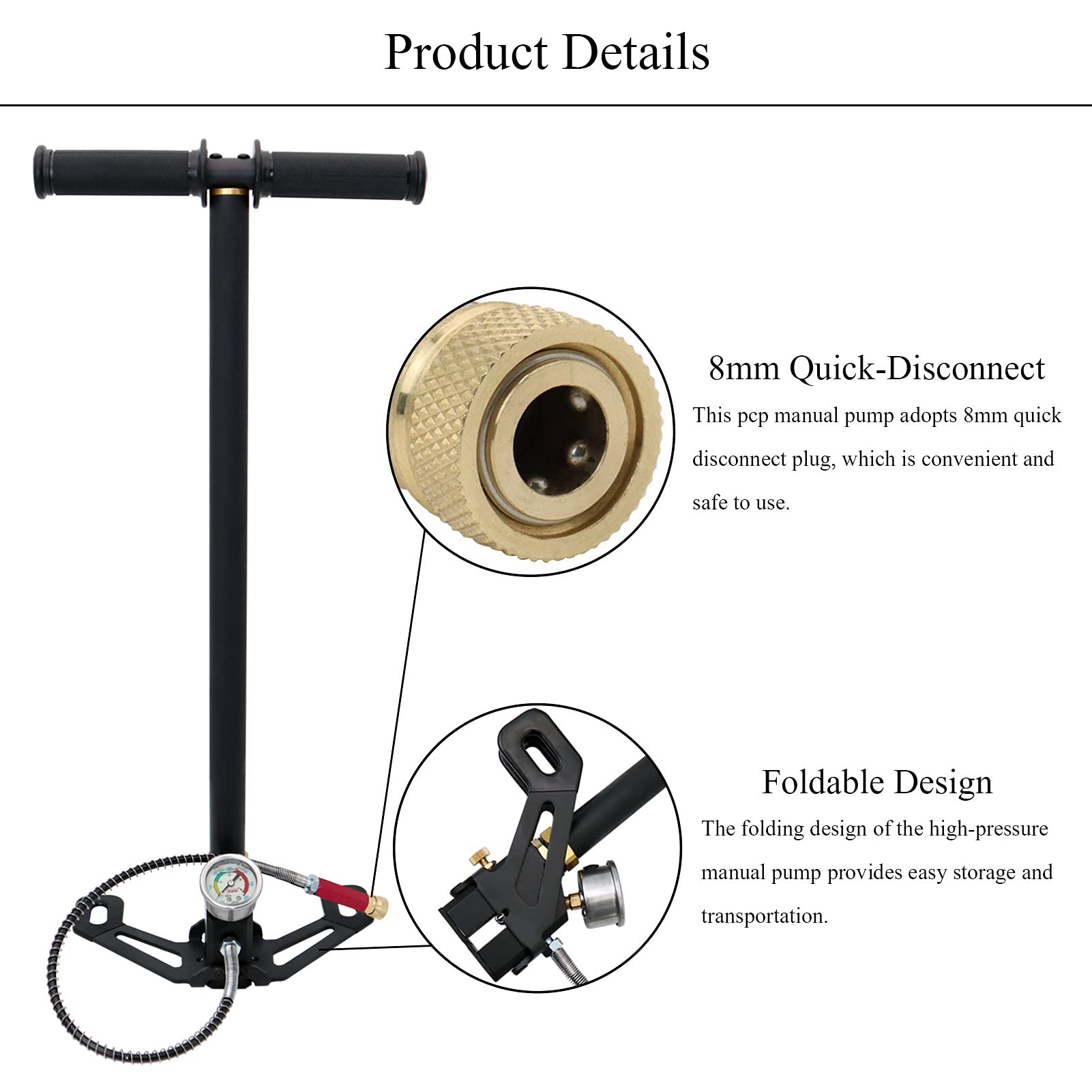 TOPA SPORT High Pressure Hand Pump 3 Stage 4500Psi Hand Air Pump Air