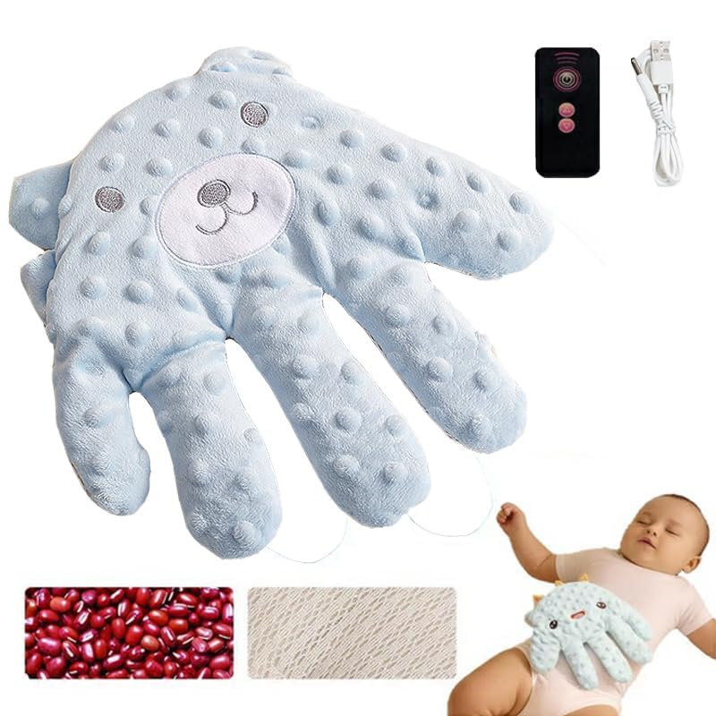 Image of Baby Soothing Palm, Baby Patter for Sleep, Baby Startle Prevention Hand Glove Electric Baby Hand Pillow Red Bean Filling Cute Baby Soothing Palm for Newborns Baby Girls Boys (Blue Bear)