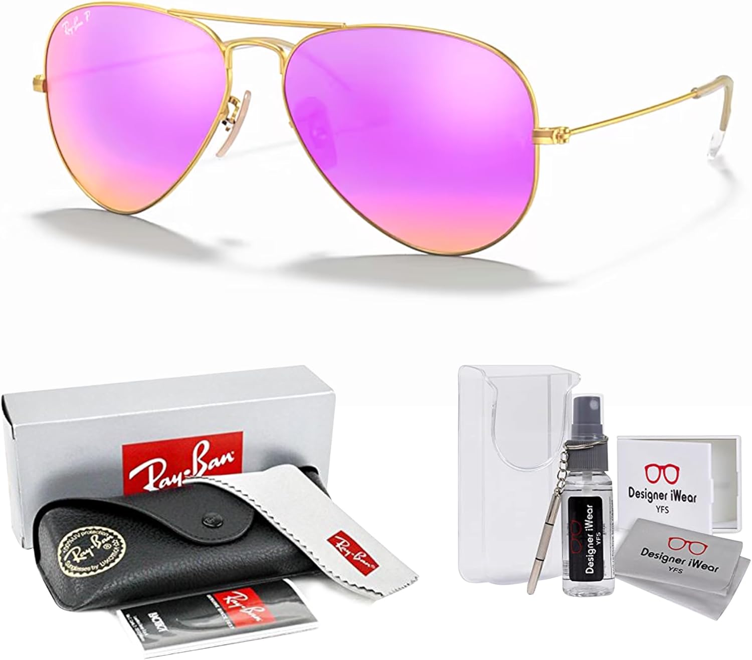 Ray-Ban RB3025 Metal POLARIZED Aviator Sunglasses For Men For Women +BUNDLE with ACCESSORY EYEWEAR KIT - Image 2