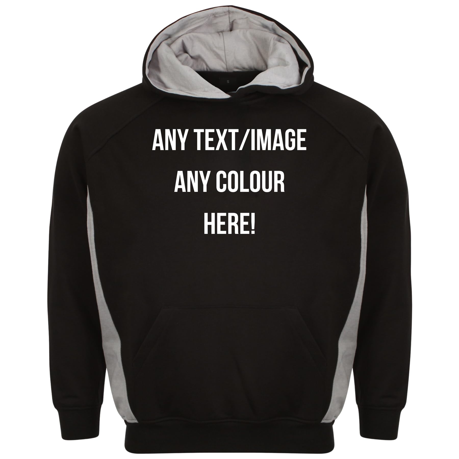 Style It Up Men's Black-Silver Personalised Unisex Hooded Pullover Plain Soft Fleece Hoodie (, 9-10Y)