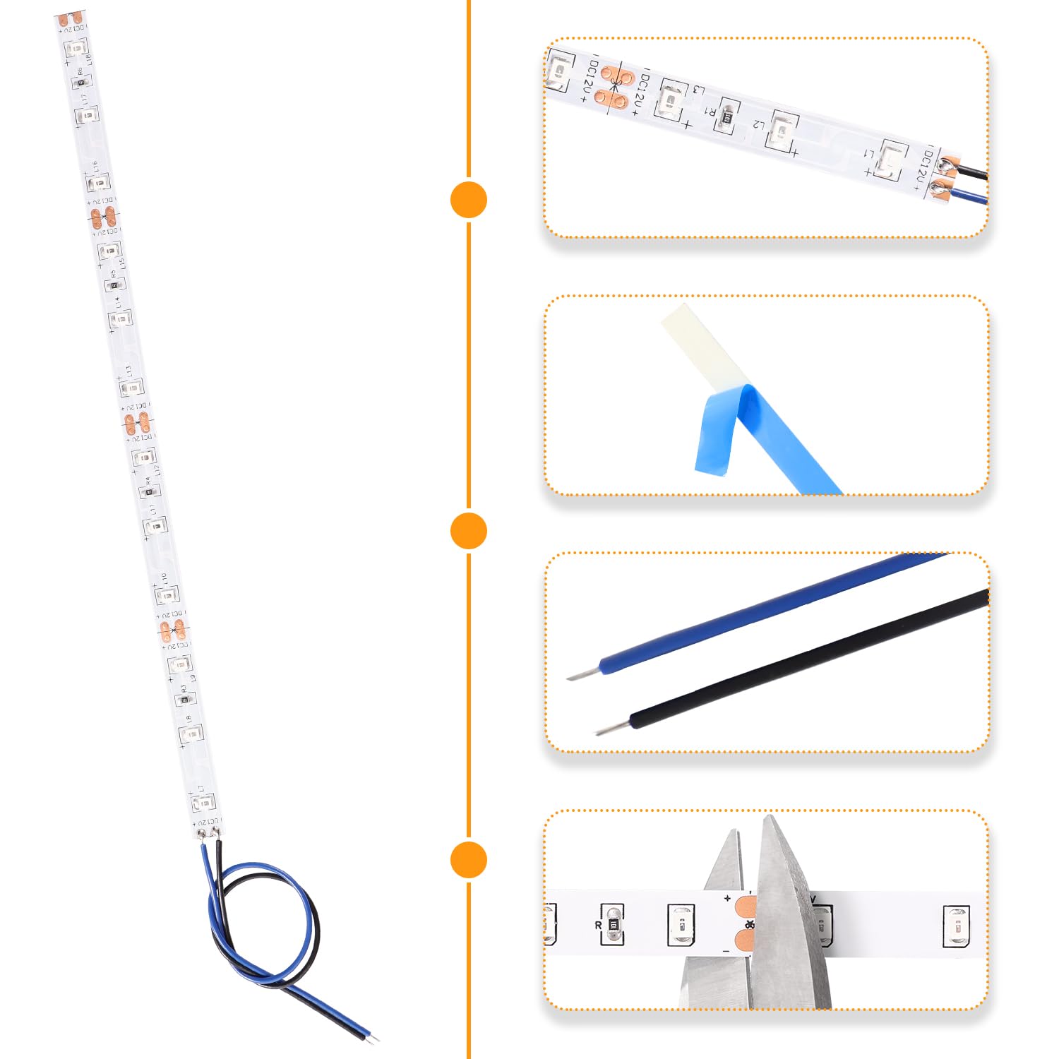 Lyeteung 12 PCS 200mm 12V - 18V Pre Wired Strip, 2835 SMD LED Model Railway LED Lighting, Blue, 200mm - 12pcs - Image 3