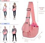 AUTOWT Padded Dog Sling, Dog Papoose Puppy Cat Pet Carrier with Bottom Supported Hand Free Adjustable Shoulder Strap and Bag Opening Front Zipper Pocket Safety Belt for Small Dogs Daily Use (Pink)