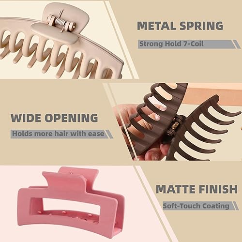 Miniatura 9 de TOCESS Paquete de 8 pinzas de pelo grandes y neutras para mujer, pinzas grandes para cabello fino y rizado, agarre fuerte de los años 90, 4.33