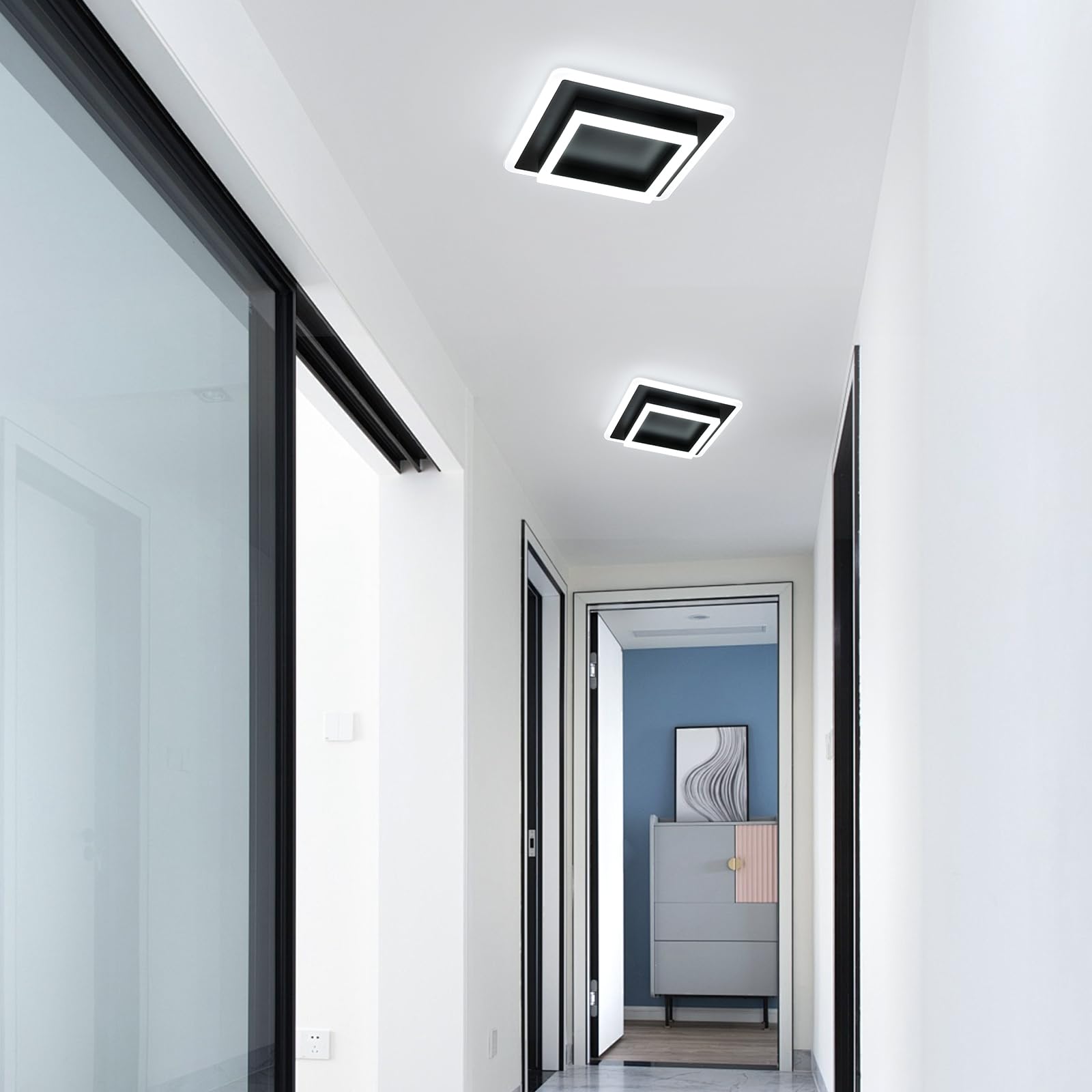 SENQIU LED Ceiling Light, 30W 3375LM Black Square Acrylic Ceiling Lamp - Image 3