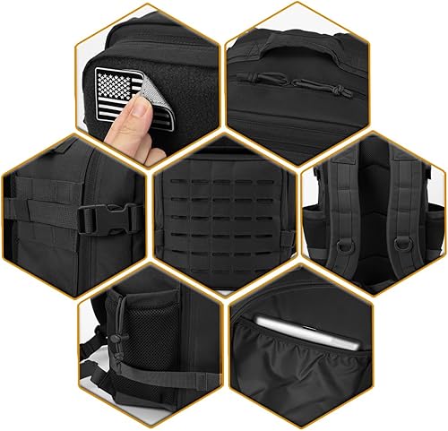 Miniatura 6 de QT&amp;QY Mochilas tácticas militares para hombres, mochila Molle de 35 L, 45 L, bolsa grande de 3 días, mochila de senderismo con soporte para botella