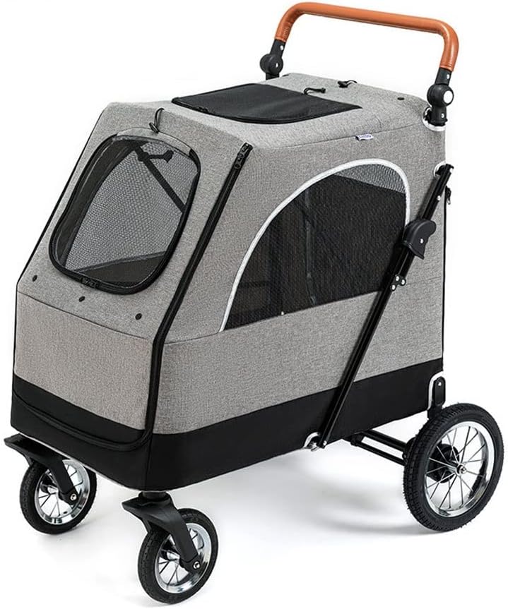 BSFHQS 4 Ruedas Carrito para Mascotas Plegables Cochecito De Perros Gatos para Perros Medianos Grandes Salientes 5 Ventanas Transpirables Carga Dentro De 55 Kg