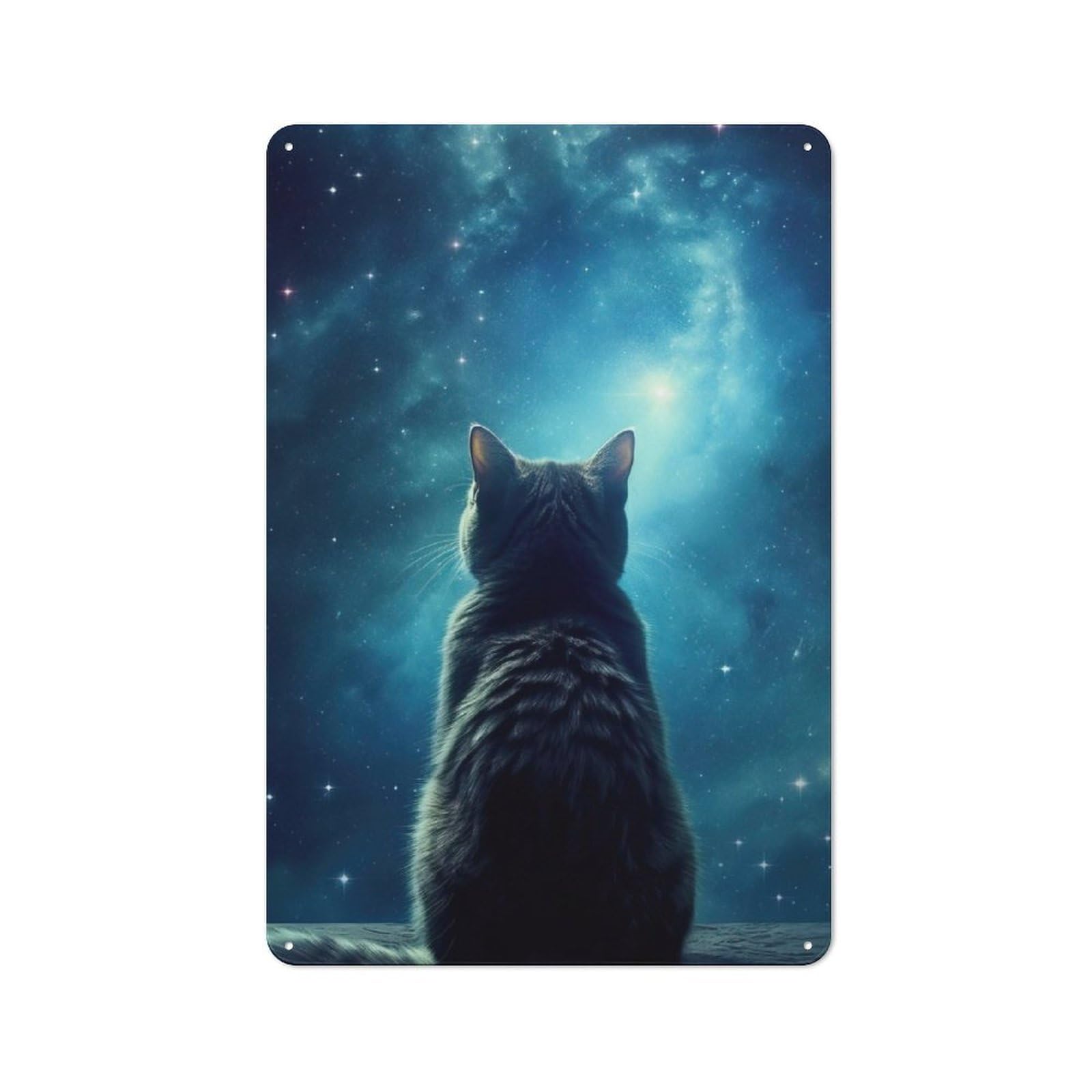 Junmoney Cat Galaxy Tin Wall Plaque 30X20cm With For Café Or Home Bar, For Themed Room Decoration, For Living Room And Hallway Decor