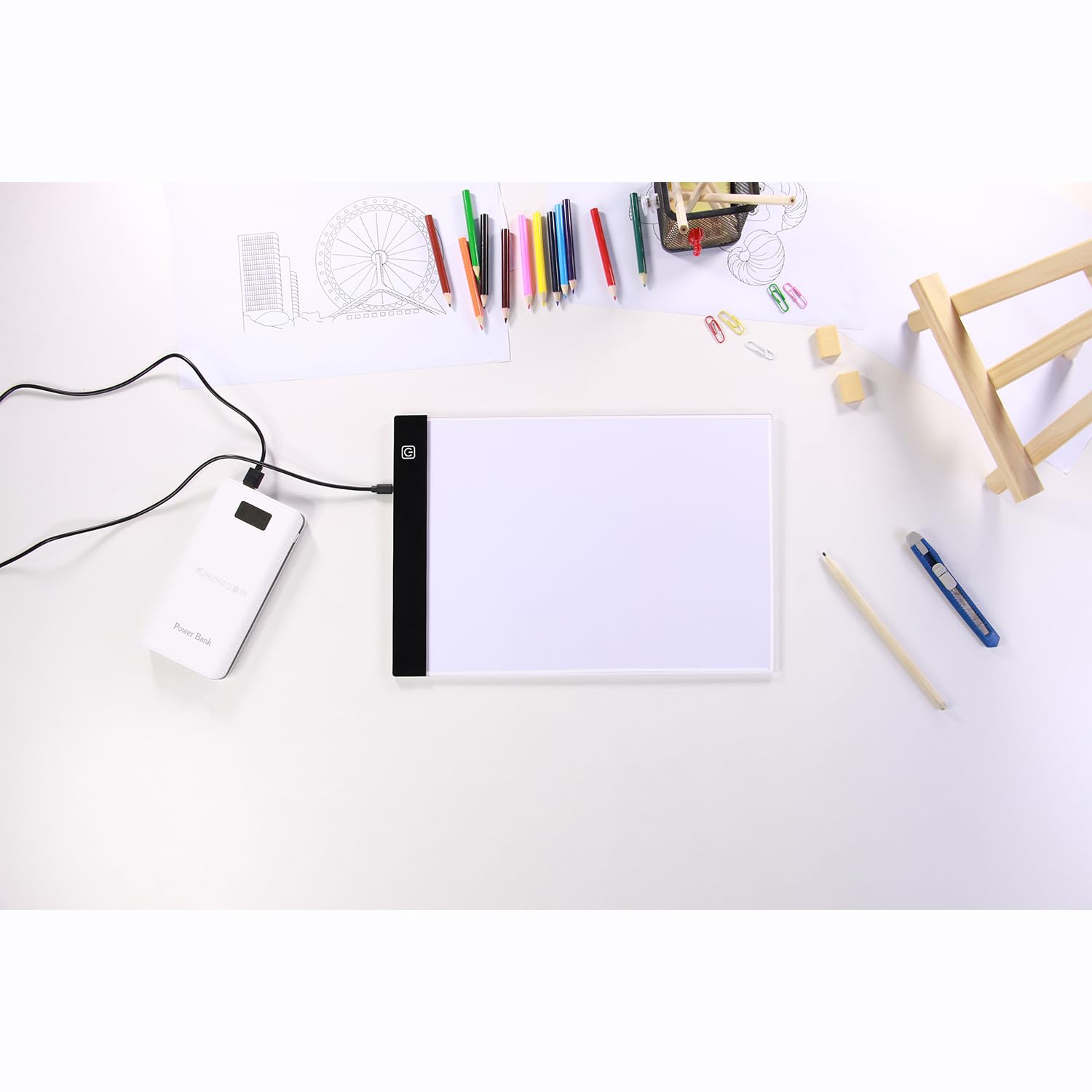 Tavoletta Luminosa,Scatola Luminosa LED,Animazione Tracer Light Box Disegno Copier scrivania Eye Protection Design A4 Tocco Registrabile di leggerezza Intelligente per Artista(Normale) nero