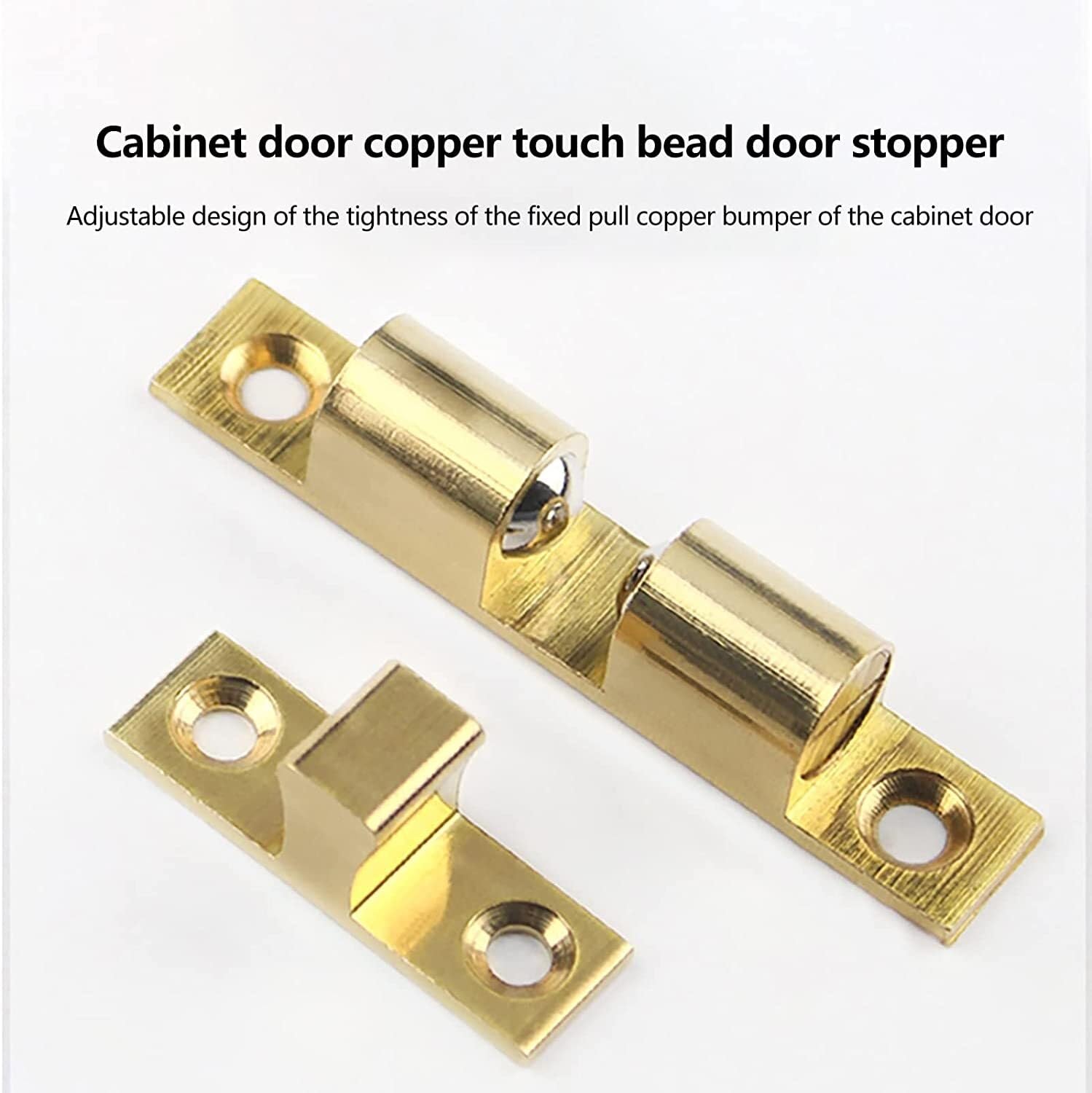 Push-to-Open-Türschnäpper, magnetischer Türschnäpper, Push-to-Open-Türschnäpper, magnetischer Türschnäpper, 2er-Pack Schrank-Kugelspannriegel, goldenes Kupfer, Schranktür-Kugelschnäpper, Doppelkugel-R