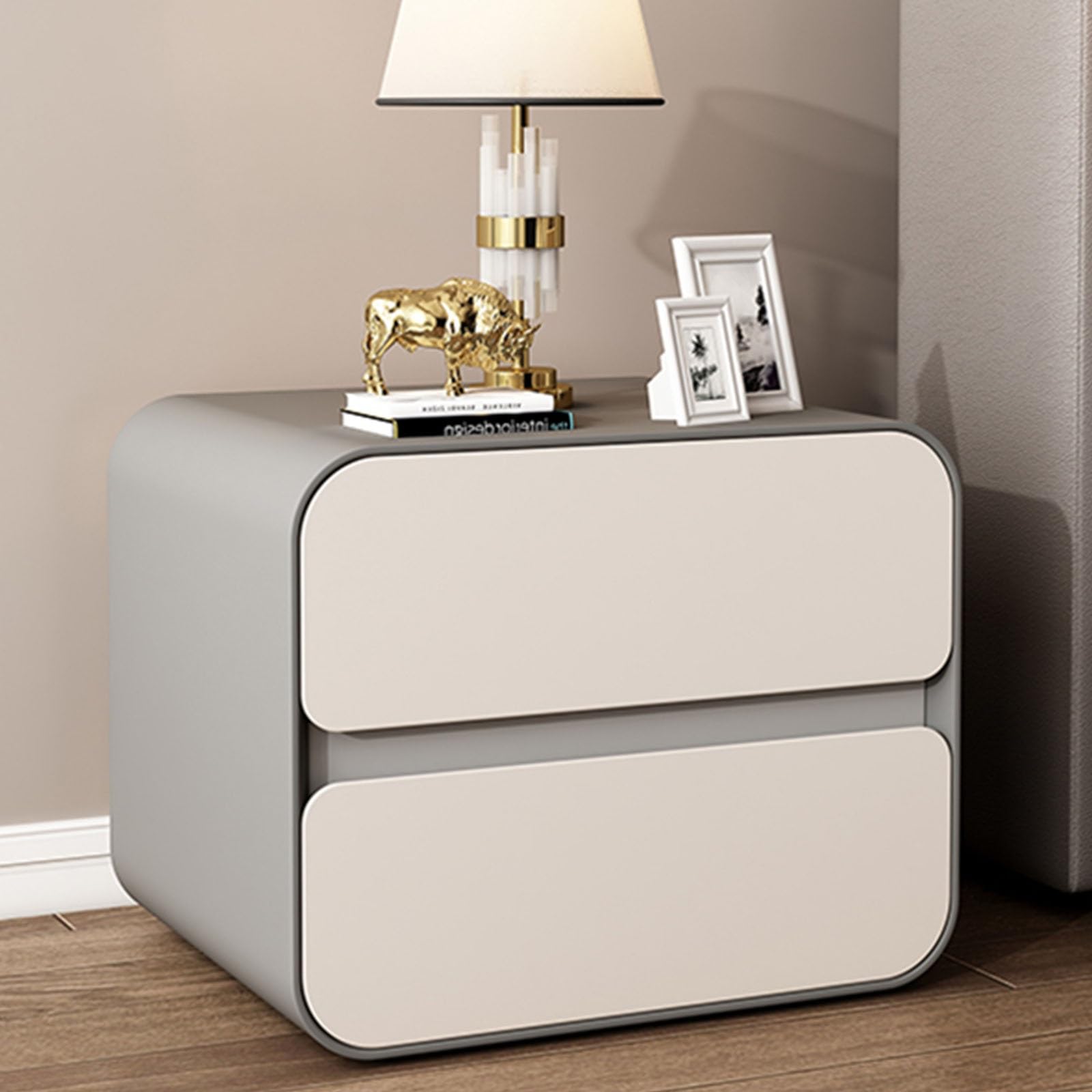 SXZenSpace Modern Wood Nightstand with 2 Drawers Stylish Bedroom Storage Versatile Accent Table for Living Room and Functional Chic Design in