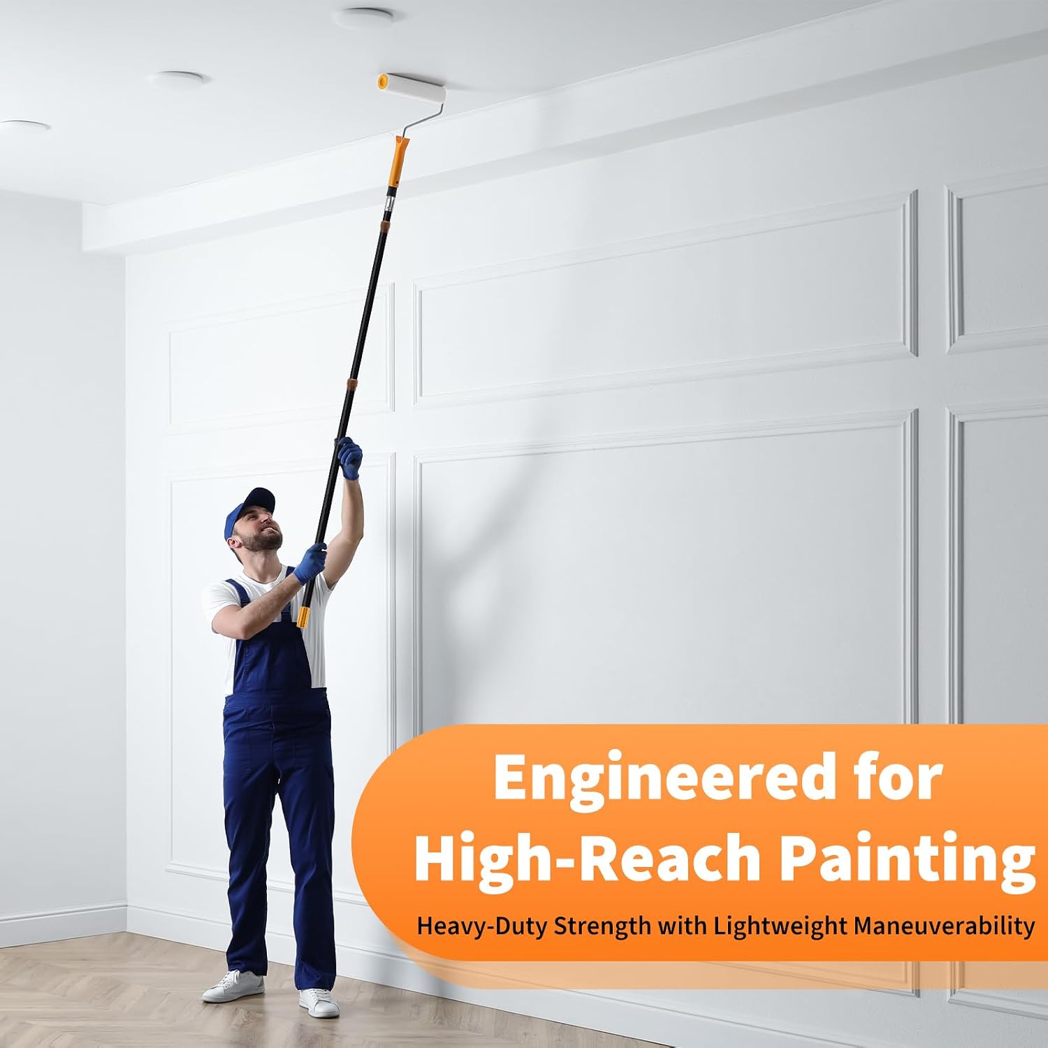 10FT Heavy-Duty Fiberglass Telescoping Extension Pole with Twist Lock,Non-Conductive for Electrical Safety,High Stiffness for Painting,Cleaning,Dusting,Window Washing–Universal 3/4" Threaded Tip