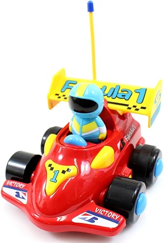 PowerTRC Coche de carreras de fórmula de control remoto RC con figura de acción de conductor de carreras para niños y niñas (rojo)