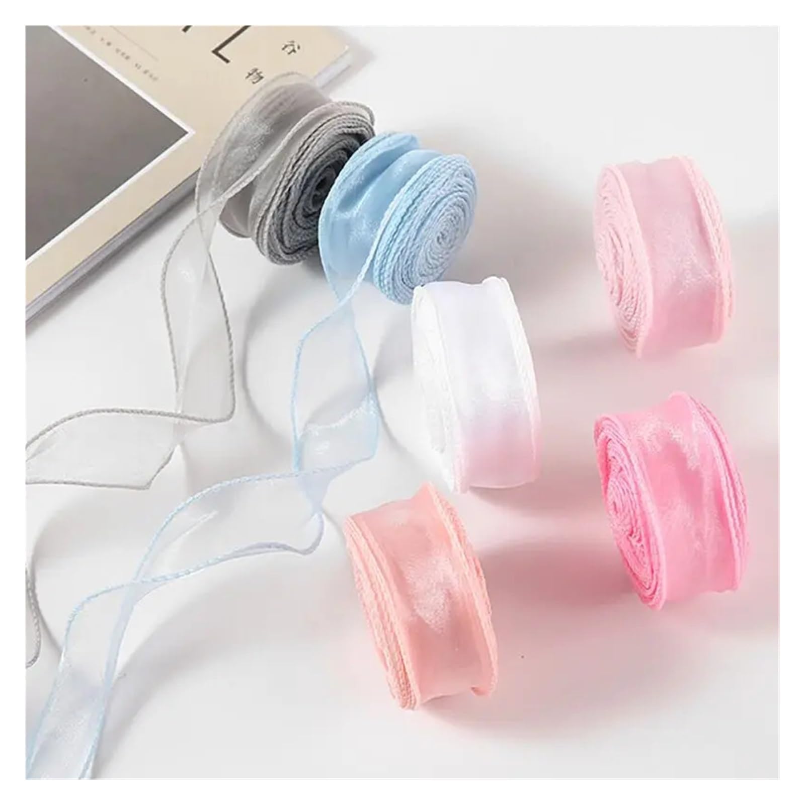 Lot de 15 rubans en mousseline de soie organza pour bouquet de bricolage, emballage cadeau, décoration de mariage, accessoire de couture pour emballage cadeau, décoration de vacances