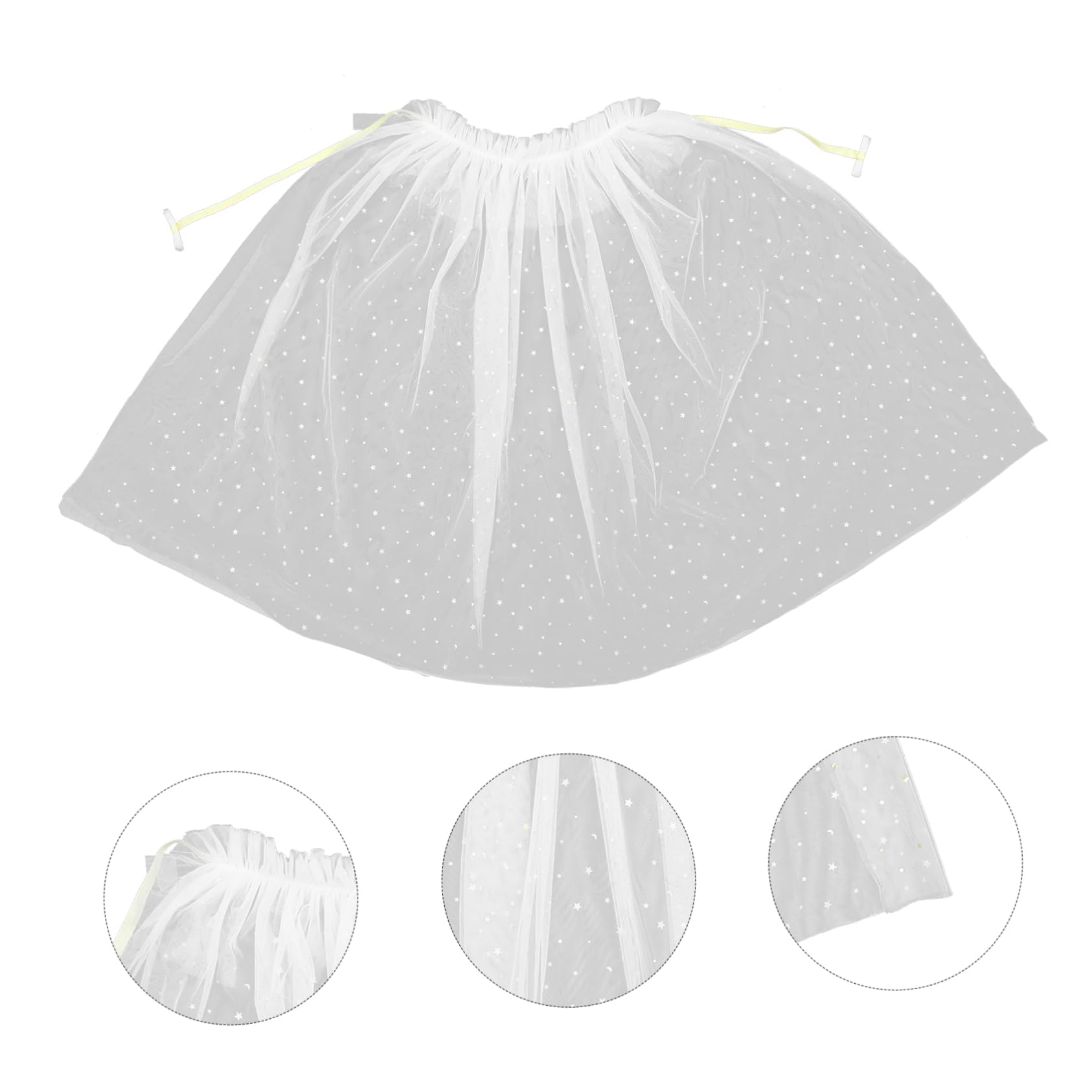 IMIKEYA Mantello Bianco Decorativo per Bambine in Poliestere e Cotone, Leggero e Traspirante, per Feste in Maschera e Eventi a Tema
