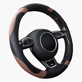 SFONIA Car Steering Wheel Cover Steering Wheel Cover Microfibre Leather Universal 37-38 cm / 15 Inches Non-Slip Breathable Durable, brown