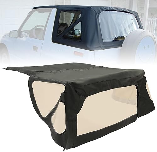 Kojem Tapa superior suave de repuesto compatible con Suzuki SidekickGeo Tracker 1988-1994, cubierta superior suave, vinilo negro con ventanas