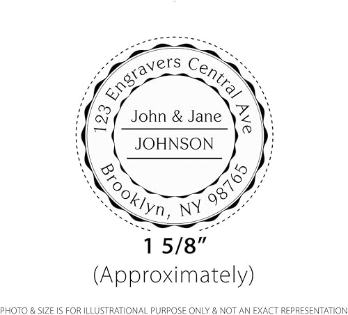 Miniatura 3 de Sello autoentintado personalizado, dirección de retorno, diseño circular redondo, (1 5/8 pulgadas), personalizado (R1)