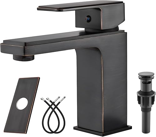 Grifo de lavabo de baño de un solo agujero, latón para agua caliente y fría, montaje en cubierta, grifo mezclador de lavabo monomando apto para 1 o