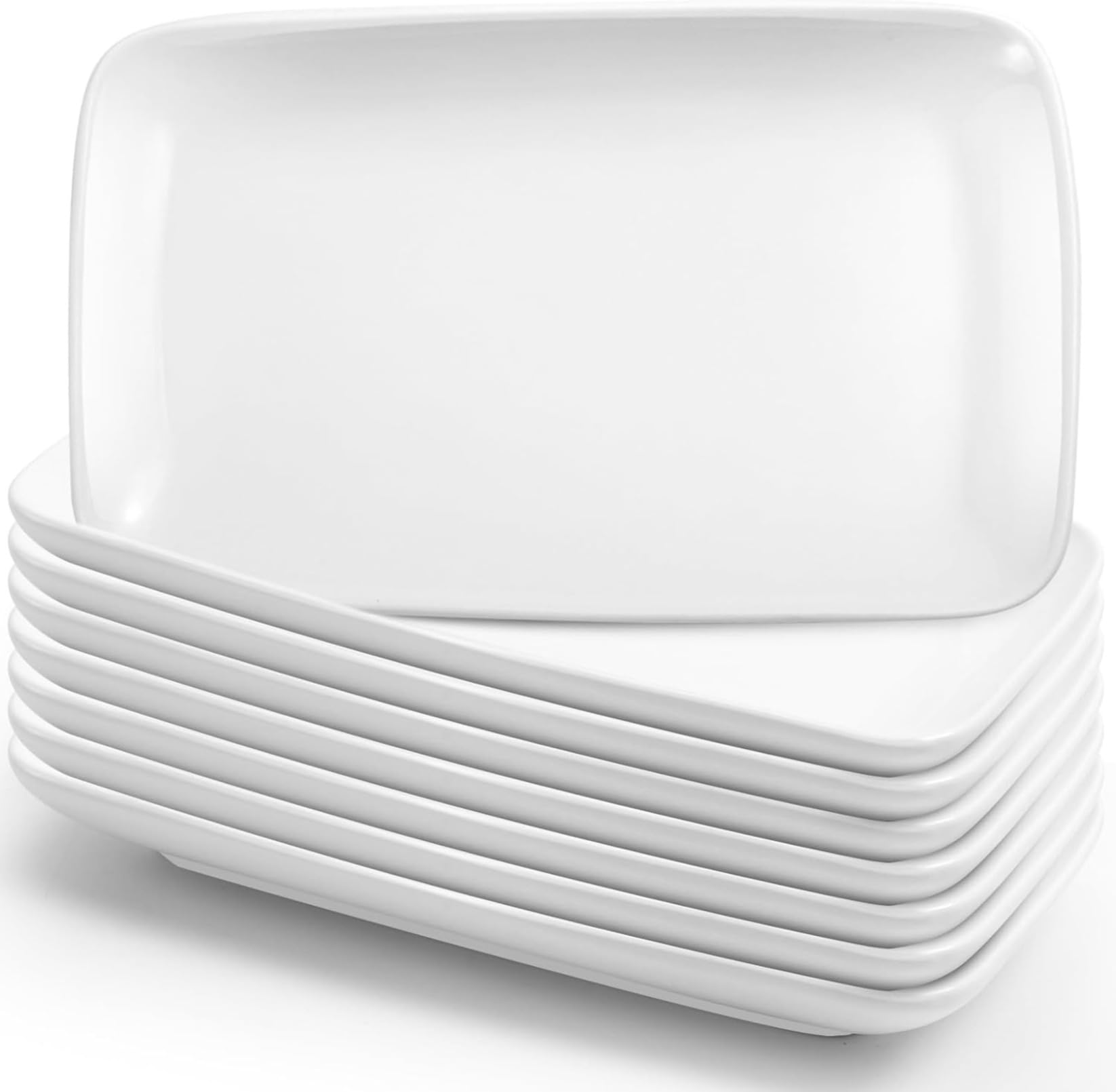 Preocea Rectangular Salad Plates Set of 8, 20.4cm Porcelain Dessert Plate