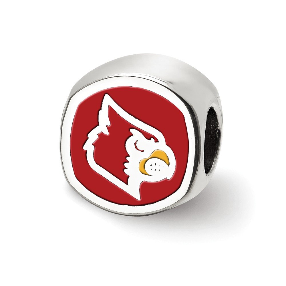 LogoArt Logo Art Sterling Silver Louisville Cardinals Cushion Shaped Double Logo