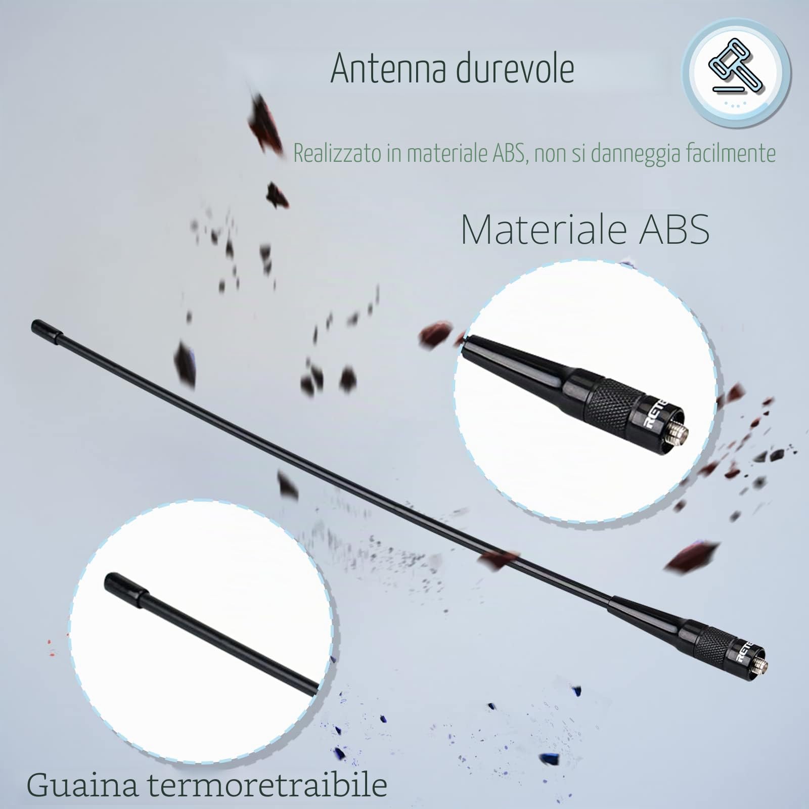 Retevis RHD771 Antenna Ricetrasmittenti Elite Frusta 38CM SMA-F Doppia Banda 144/430 MHz Compatibile con Baofeng UV-5R
