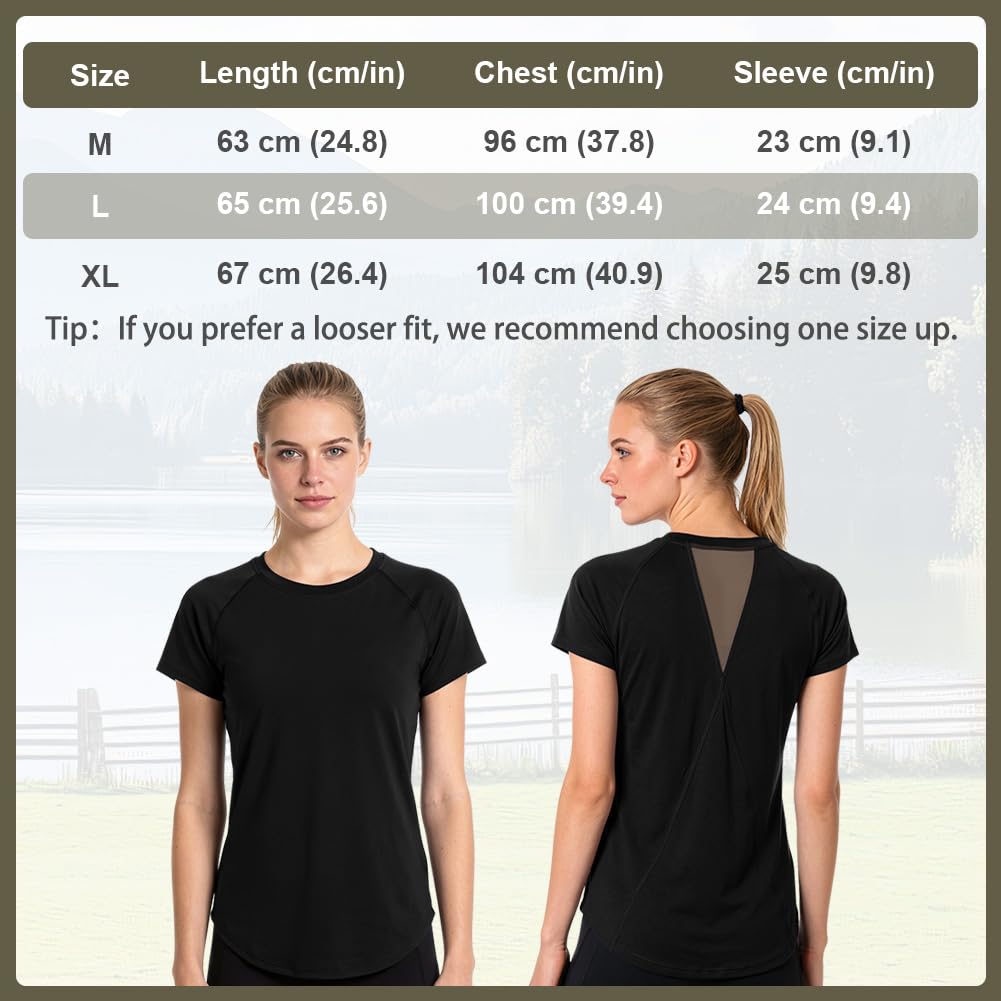 DiULi Camiseta Deportiva Mujer Manga Corta con Malla Espalda Ajuste Holgado Ropa Entrenamiento Atlético Yoga Pilates Fitness Top