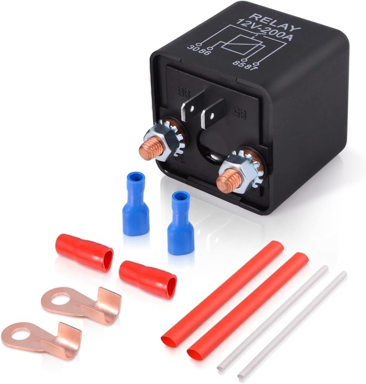 Car Relay Socket Kit 12V 24V 200A High Power Car Starter ON/Off Relays Terminals Heavy Duty Car Truck Motor Battery Switch Relay (Color : 12V)