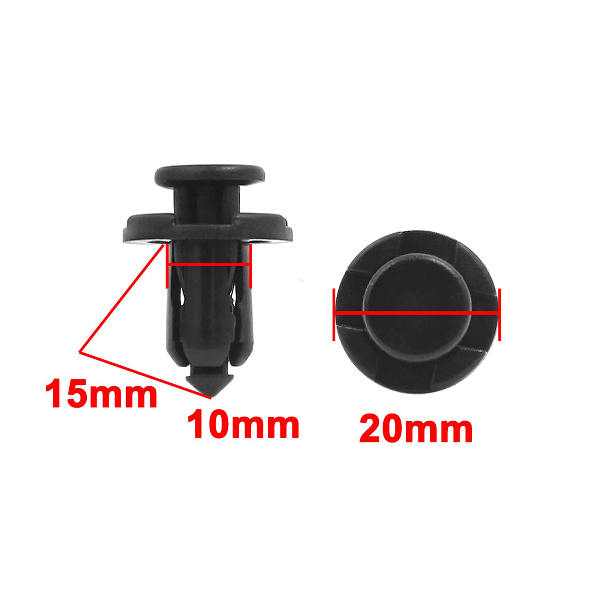 Rivets Plastique Noir Sourcing Map - 20pcs 10mm - Fixation Auto Panneaux