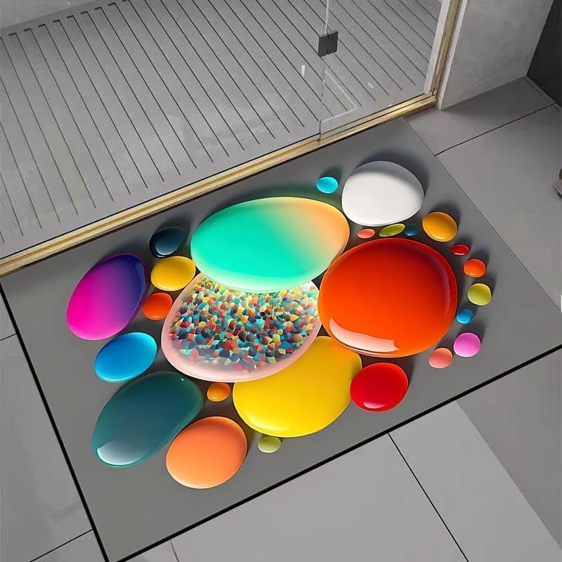 Tapis de salle de bain en diatomite naturelle motif cailloux design anti-moisissure