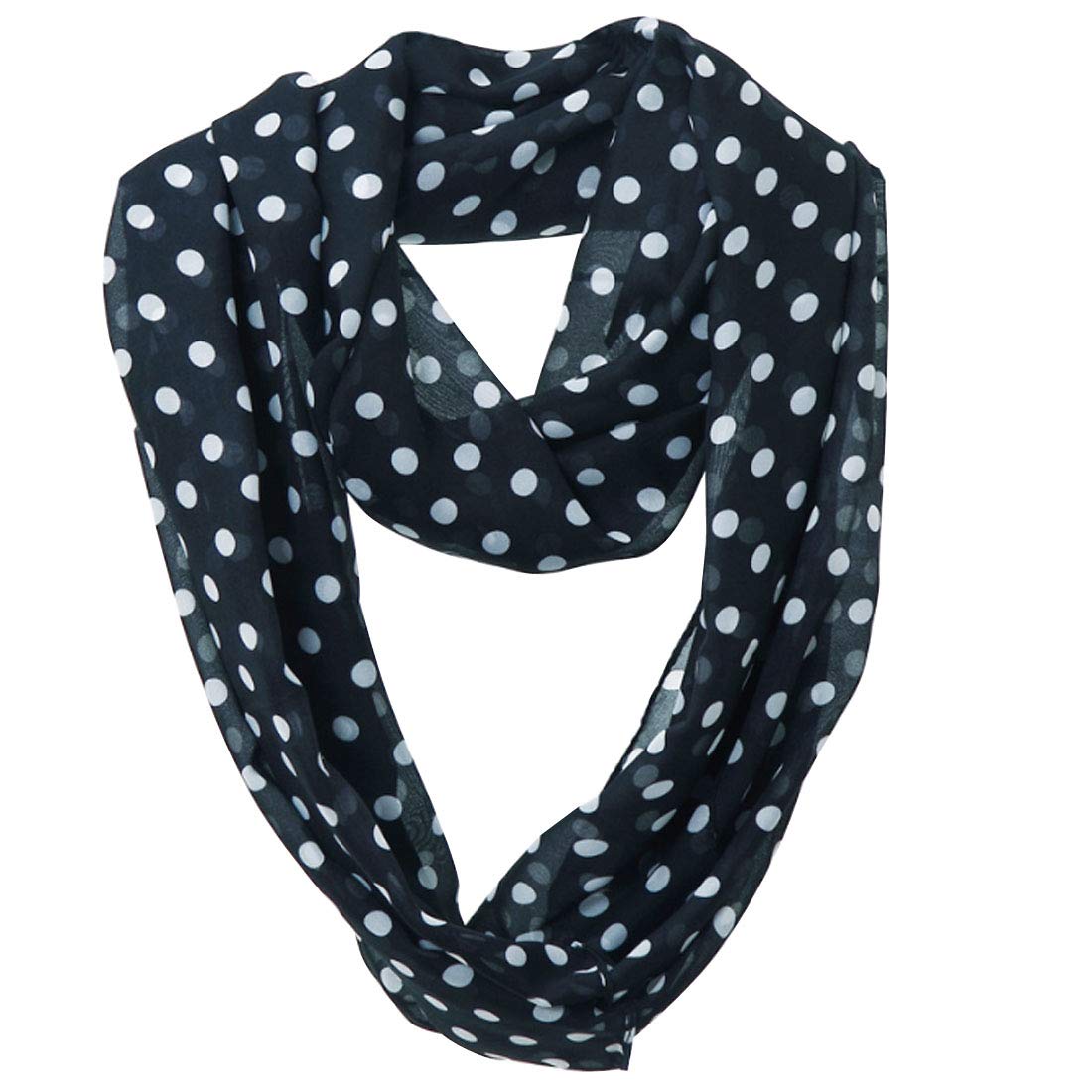 Leben Women's Dot-Black Lerben® Retro Soft Chiffon Loop Infinity Scarf Wave Snood Wrap Scarves (Dot-Black)