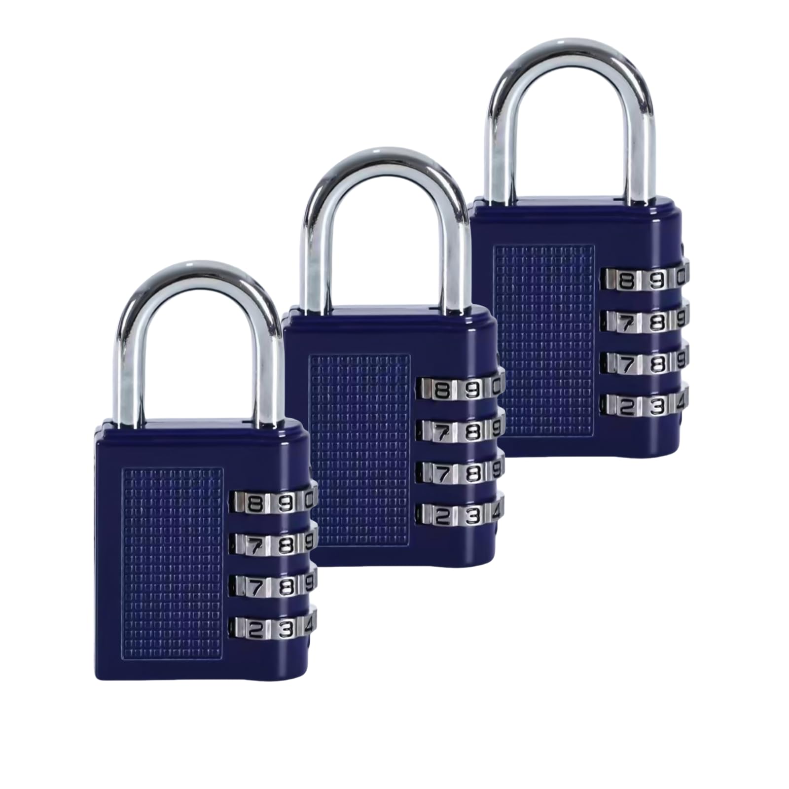 HRLORK Combination Padlock 3 Packs School Locker Lock Outdoor Weatherproof Digit Padlock Resettable Code Lock Blue