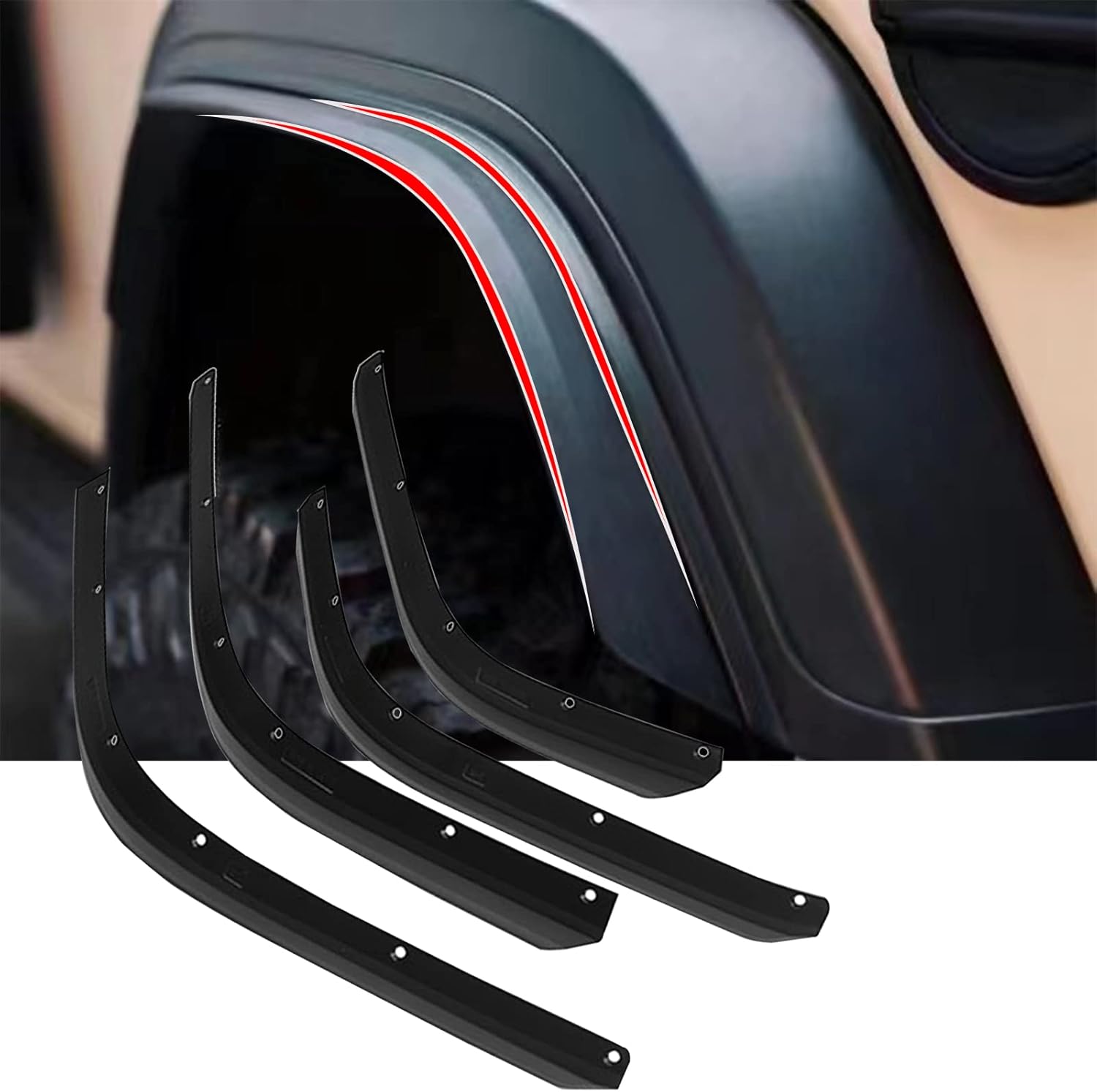 Front & Rear Fender Flares Extensions Set Compatible with Jeep Wrangler JL 20182022 Models