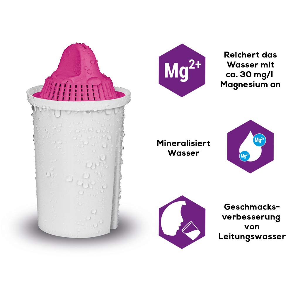 perlopur® Glas-Wasserfilter (anthrz.) +3 Kart. Aquamag +Glas-Trinkfl. | Borosilikatglas, 2 l gesamt, 1 l gefiltert, LED-Anzeige, für classic Kartuschen, Magnesium-Zugabe, ideal für Kaltgetränke