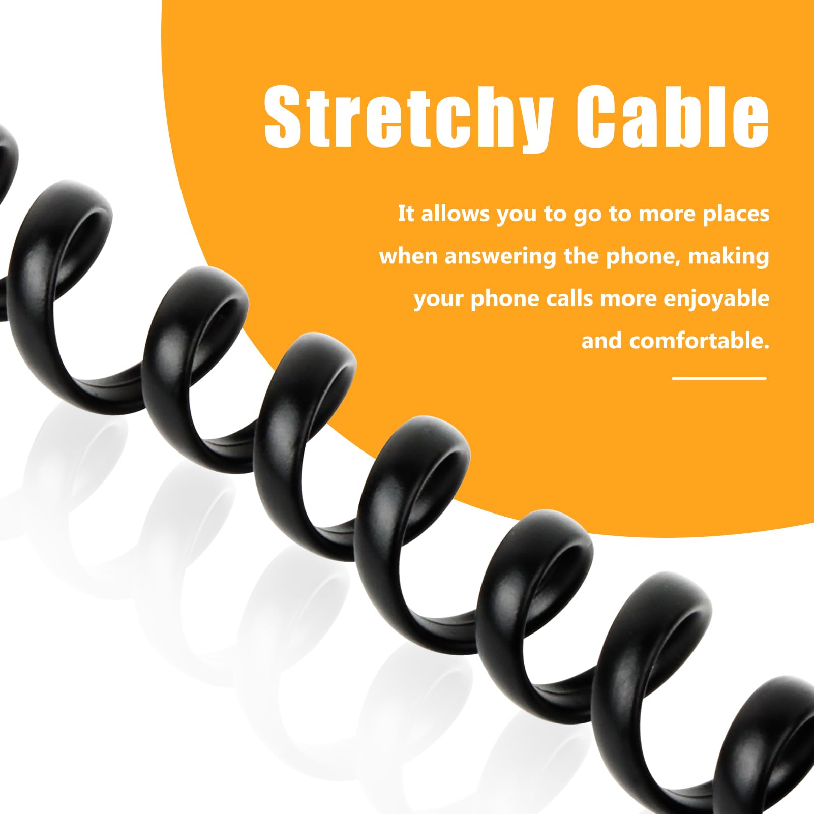 Uvital 3 Meters Telephone Phone Handset Cable, 1Pack RJ9 Coiled Cord for Home Landline, Black, 3 m (1 Pack) - Image 2