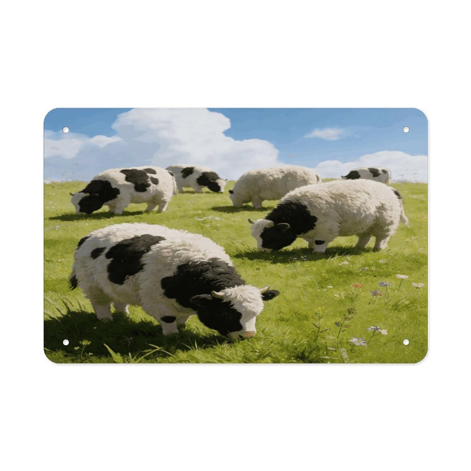 Fodpand Style Cute Cows Watercolor Wall Art Metal Tin Signs Bar Metal Tin Sign Wall Decor For Home Living Room Bedroom Toilet Hotel Halloween Decor Gifts 7.9X 11.8 Inch