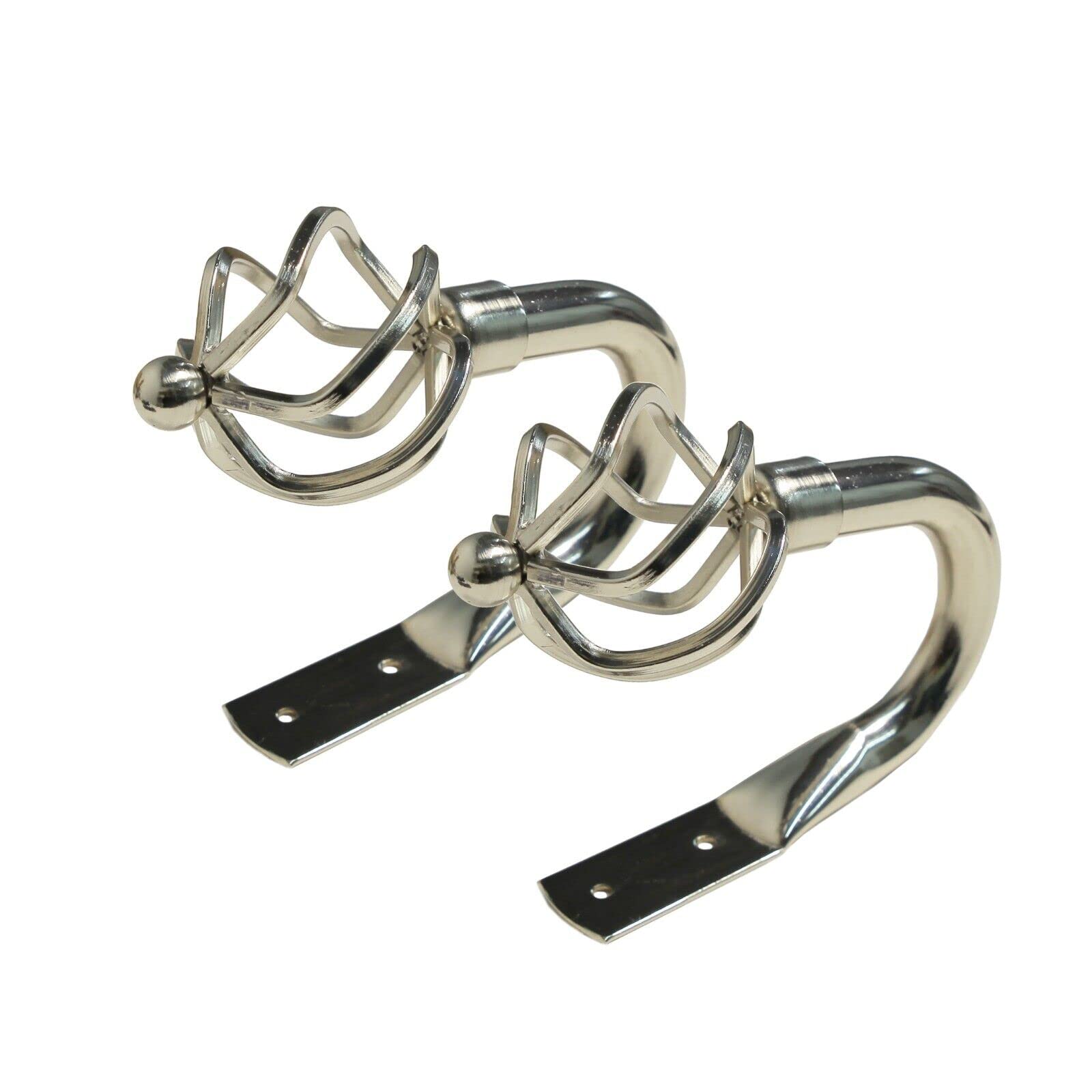 Kestral Curtain Hold Backs 2 x Metal Curtain Holdback Decorative Drapery All Fixing Inc (Metal Cage Polished Steel)