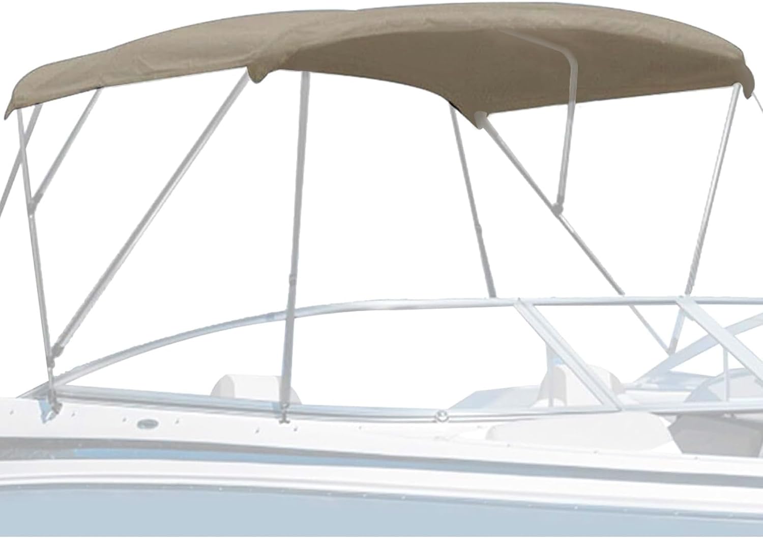 ECOTRIC 3 Bow Boat Canopy Cover Fits up to 1" Tube Bimini Top 72" L 67"-72" W Boat Sun Shade Canvas Oxford Fabric Grey with Boot Without Frame