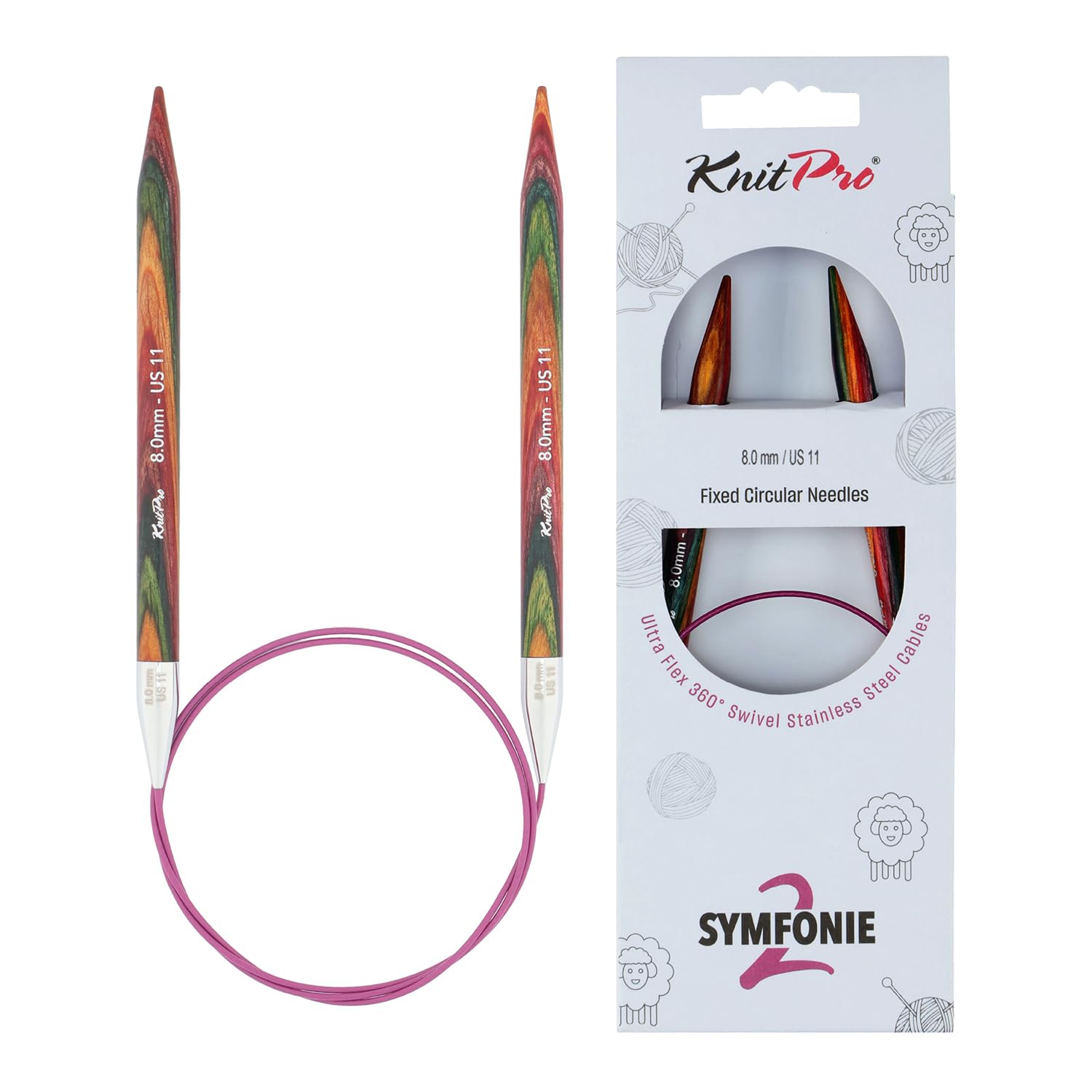 KnitPro Symfonie 2 Fixed Circular Needles 40" (100cm) | 8mm
