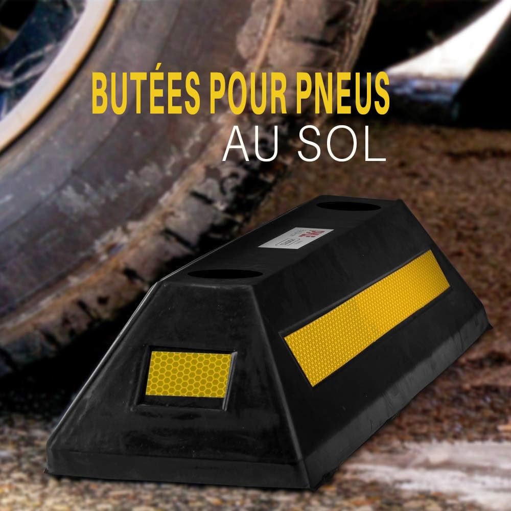 Pyle Butée de Roue en Caoutchouc pour Garage- Butoir Parking- Arrêt de Sol Robuste pour Parking - Convient aux Voitures, Camionnettes et Camions - Protège Pare-chocs-Noir