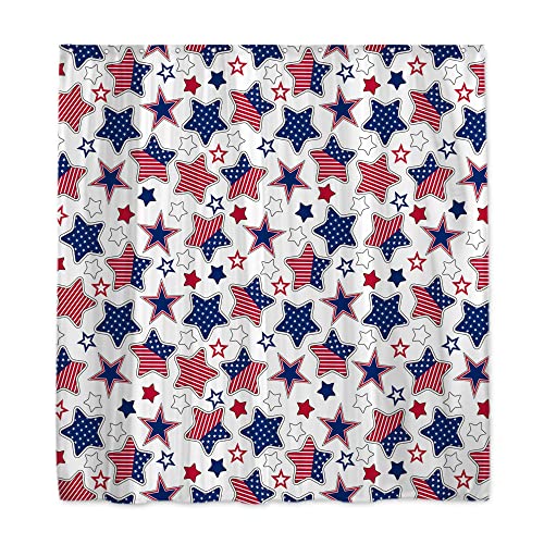 Onecmore 4Th Of July Stars Shower Curtain American Patriotic Independence Day Red Blue Stars Holiday For Home Bathroom Curtain Bathtubs Sets Decoration Washable Durable Polyester Fabric 72"X72" #TOP14
