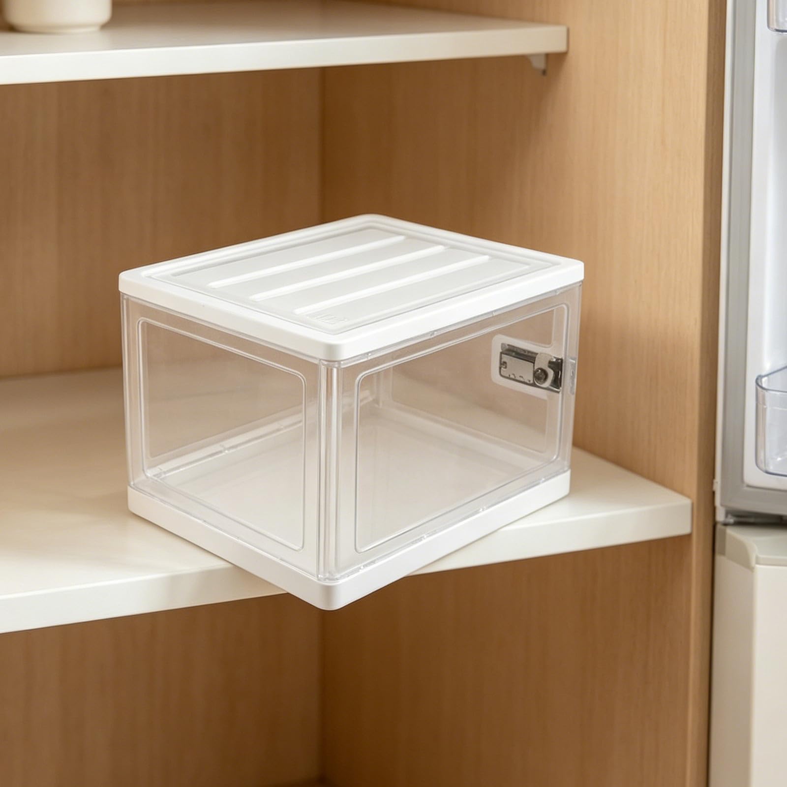 PRETYZOOM Verschließbare mit Sicherem Verschluss Aufbewahrungsbox für Lebensmittel mit Schloss Robuste Kunststoffbox für Kühlschrank und Medikamentenaufbewahrung