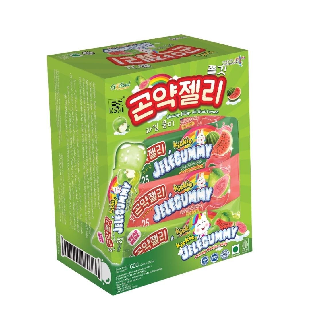 Esnext KioKio Jelegummy Chewy Konjac Jelly | Assorted Flavours (Watermelon, Guava, Green Apple) - 600g (B0D6NH5462) Amazon Price History, Amazon Price Tracker