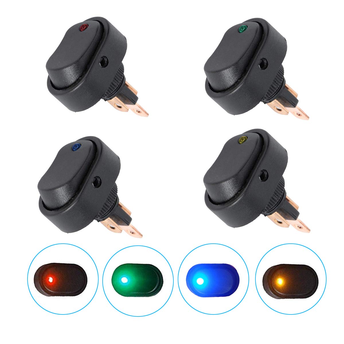 Snapklik.com : RKURCK 12V 30A Toggle Switch 3P Rocker SPST LED Light On ...