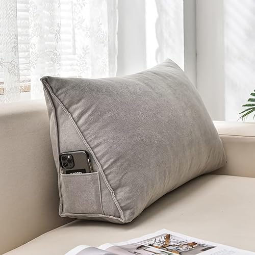 Almohada de cuña para cabecero de cama con funda extraíble, soporte de posicionamiento triangular, respaldo de lectura, almohada de cuña para