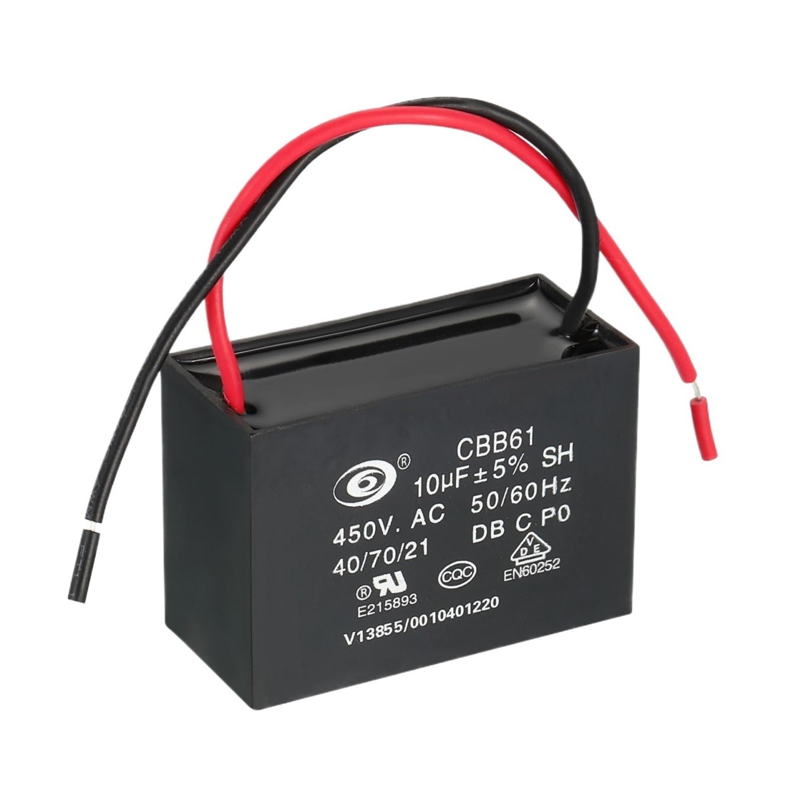 5/10 Uds AC 450V 0,47 uF-10uF CBB61 condensador de ventilador de techo 50/60HZ con 2 cables for condensadores de funcionamiento de estrella del Motor del ventilador del aire acondicionado(5Pcs 5uF)