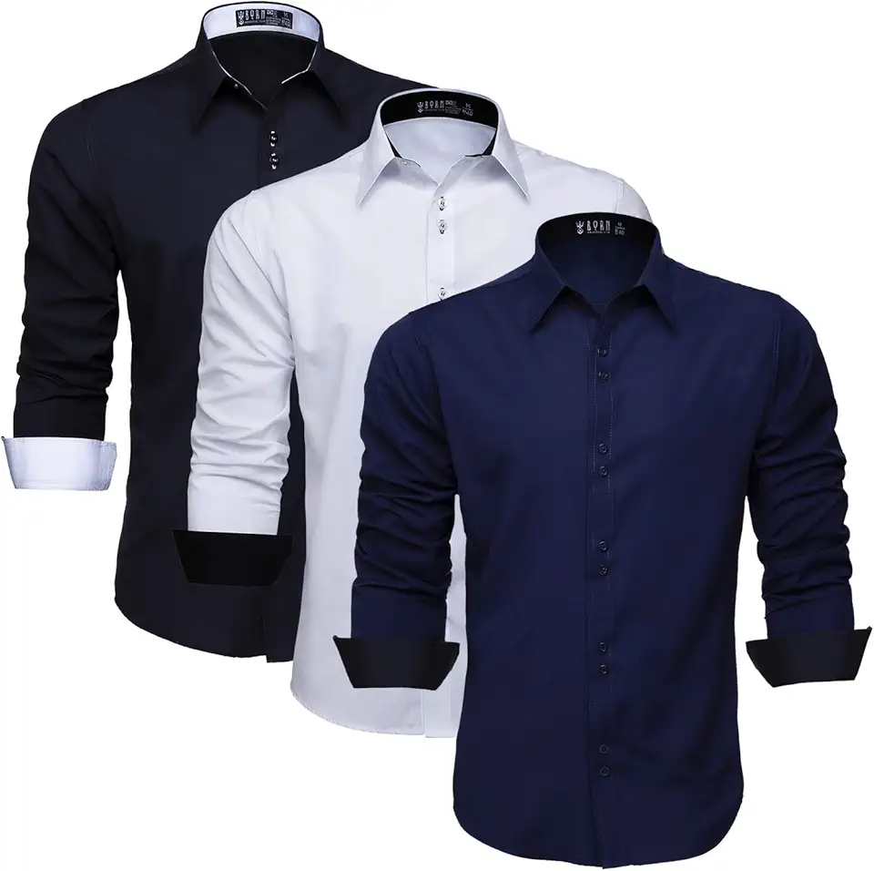 Kit 3 Camisa Masculina Slim Social Manga Longa Fácil de Passar 3K357