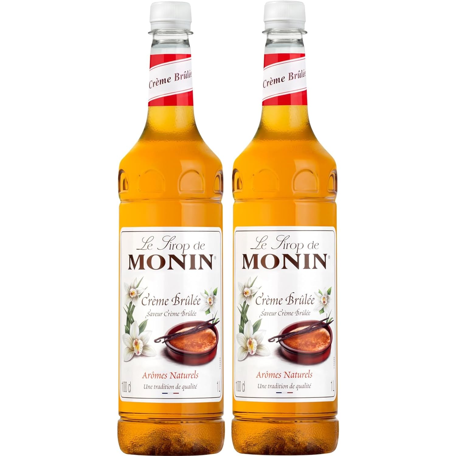 Monin Premium Coffee & Cocktail Syrup | 2x1ltr Pack | Creme Brûlée Flavour