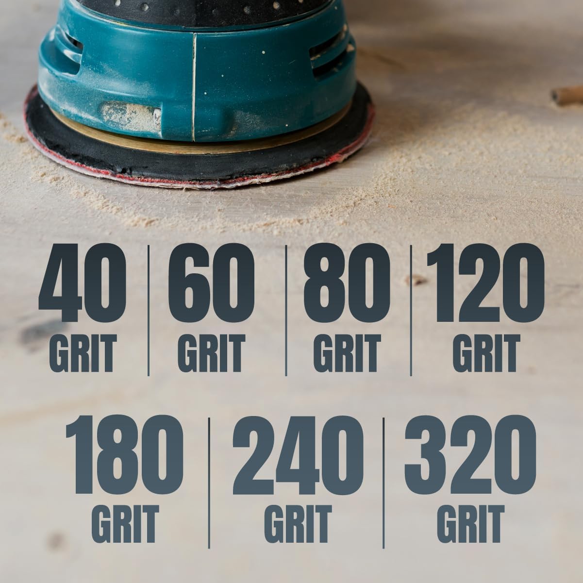 POWERTEC 44032G-50-P4 - Dischi abrasivi in velcro, grana 320, 12,7 cm, 200 pezzi, carta vetrata per levigatrice orbitale Ramdom, smerigliatrice ad aria, levigatrice pneumatica, officina di carrozzeria