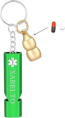 Miniatura 22 de Llavero médico de emergencia con silbato de seguridad fuerte y pastillero, herramienta de alerta EDC para personas mayores, adultos, uso al aire