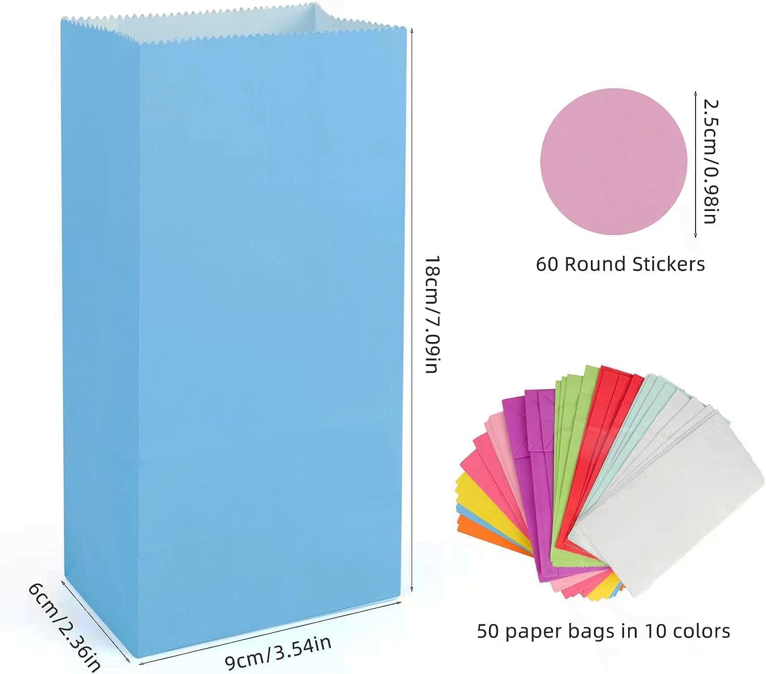 Lot De 50 Sacs Cadeaux En Papier Kraft Avec Autocollants, Sacs à